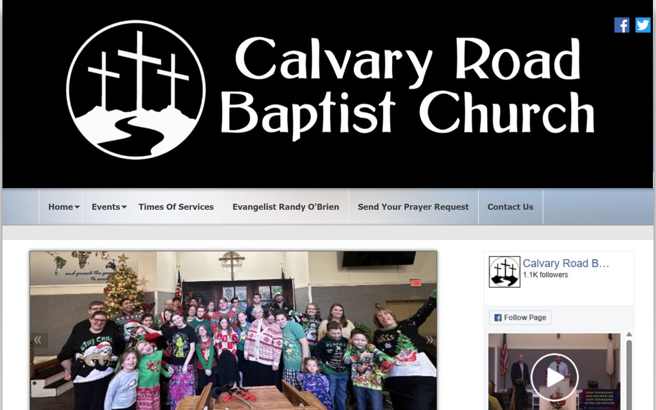 The previous Calvary Road Baptist Church homepage on a desktop browser