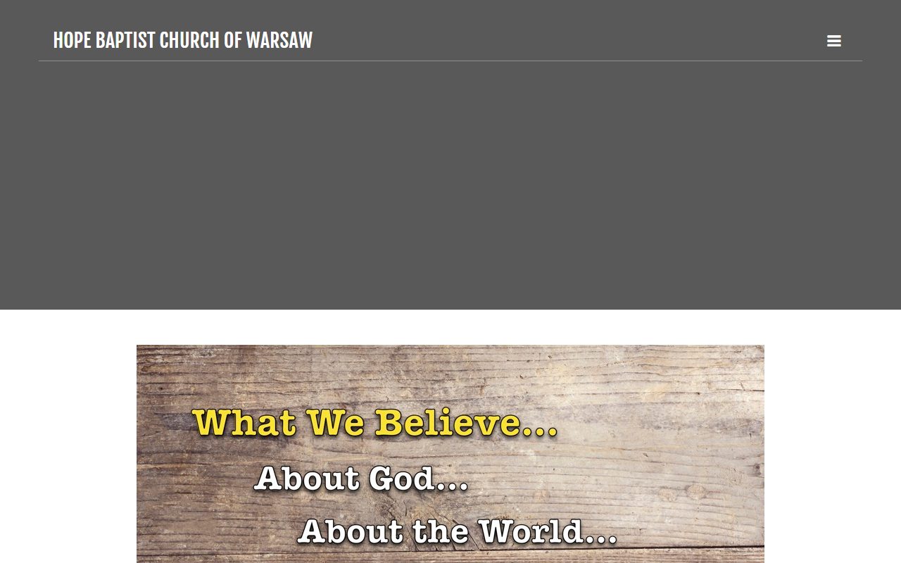 The previous What We Believe page as preserved by the Internet Archive in 2021, with the heading rendered inside a wood-grain image