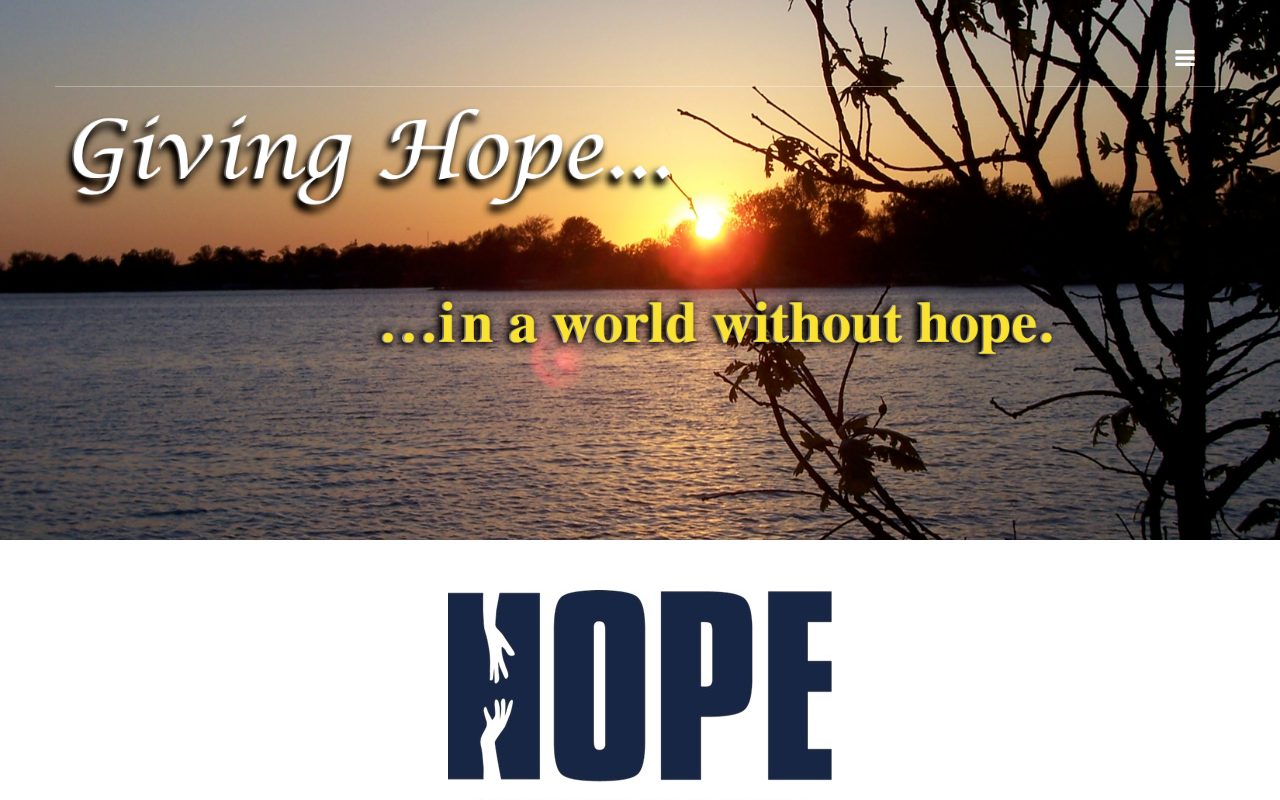 The previous Hope Baptist Church homepage as preserved by the Internet Archive: a sunset banner and logo with no visible navigation or service information